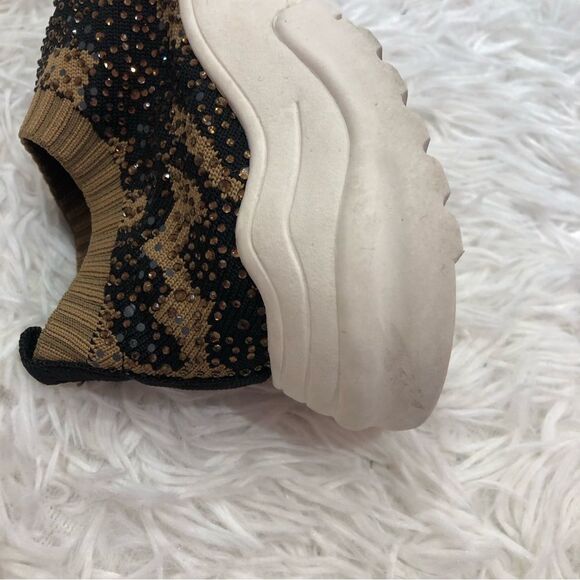 Vince Camuto Henna Leopard Animal Print Knit Slip On Chunky Sneakers Girls 13 M - Picture 9 of 10